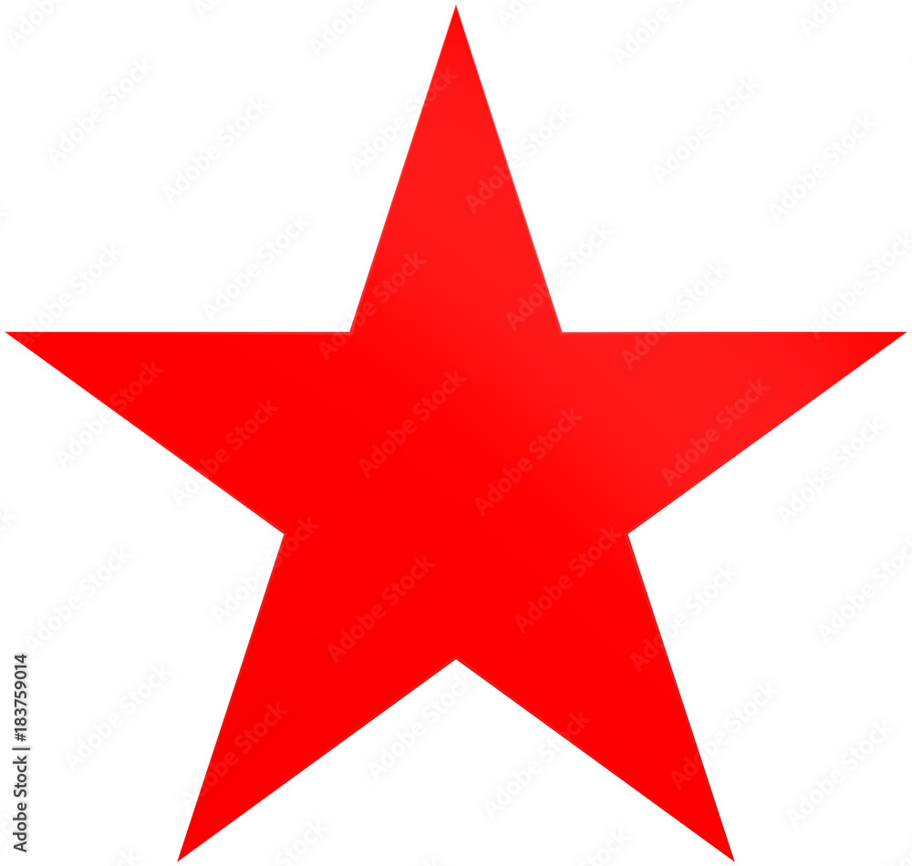 Christmas star red - simple 5 point star - isolated on white - obrazy, fototapety, plakaty 