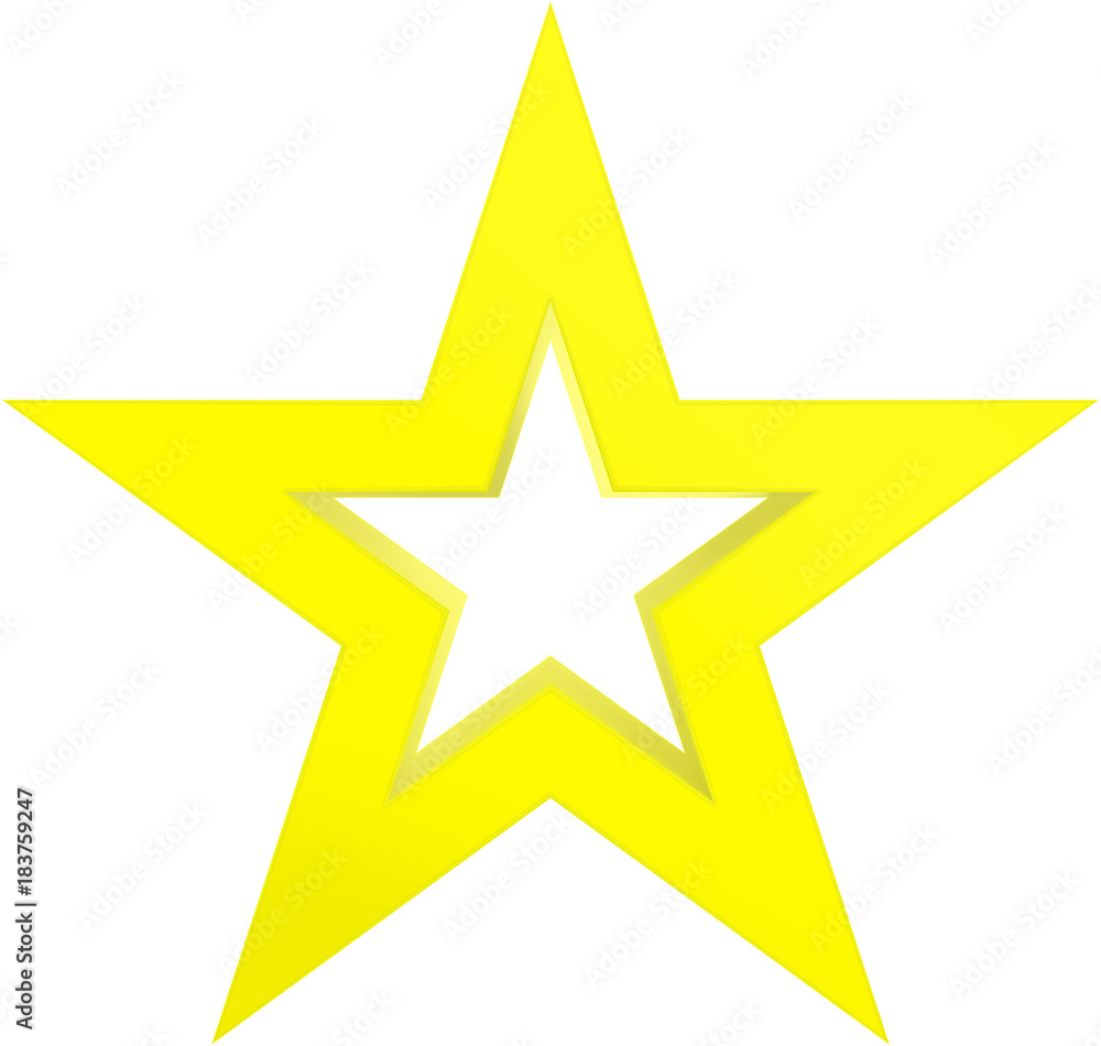 Obraz premium Christmas star yellow - outlined 5 point star - isolated on white