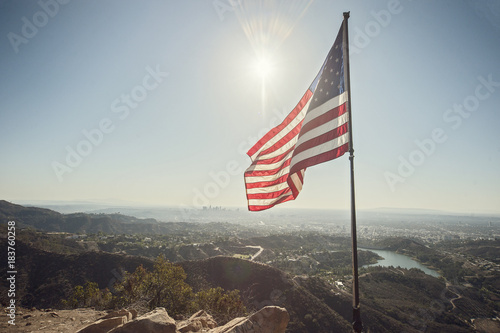 American Flag Over Los Angeles