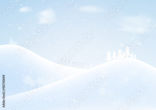 vector winter season and snow falling with snowflakes background © bank215