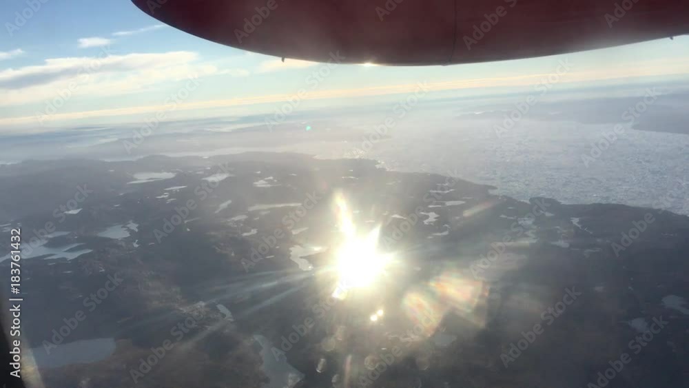 Taking the flight into Greenland from aerial view Taking the flight into Greenland from aerial view