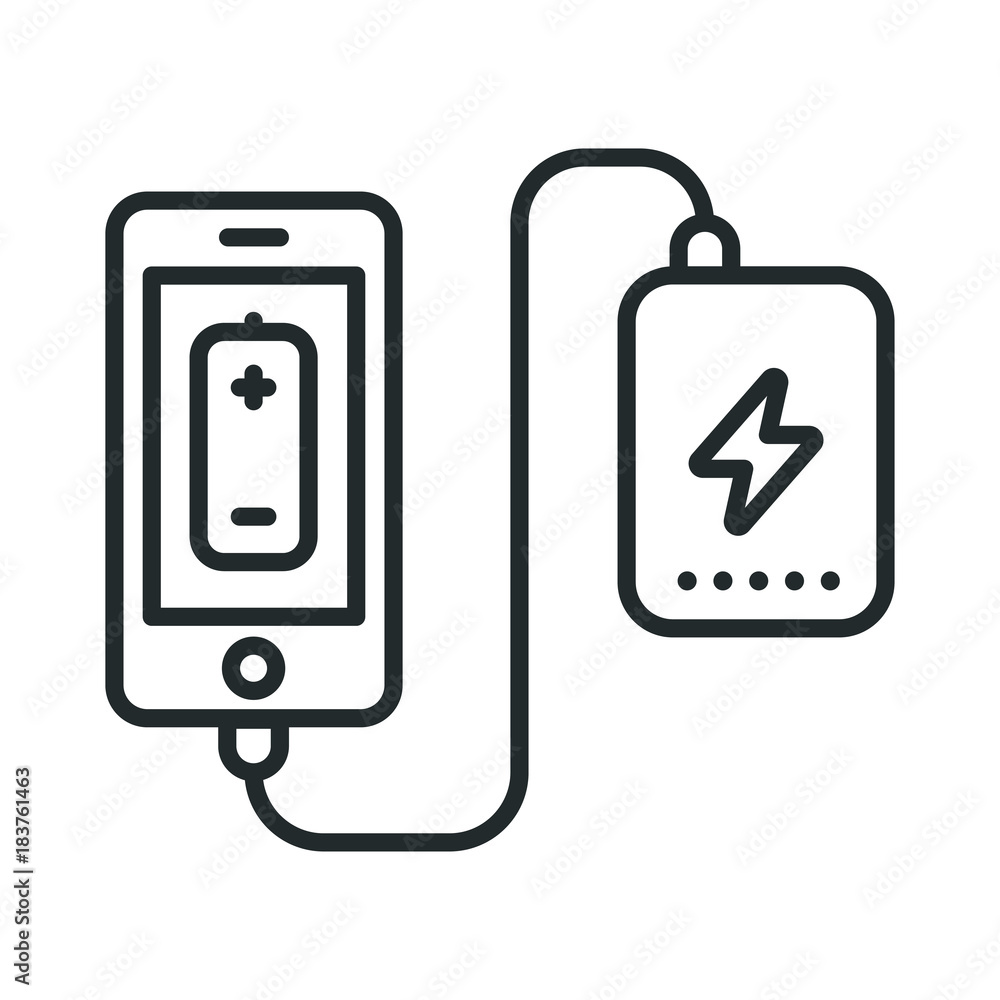 Power Bank Battery Phone Charger Minimalistic Flat Line Outline Stroke Icon Pictogram Symbol Power Bank Battery Phone Charger Minimalistic Flat Line Outline Stroke Icon Pictogram Symbol