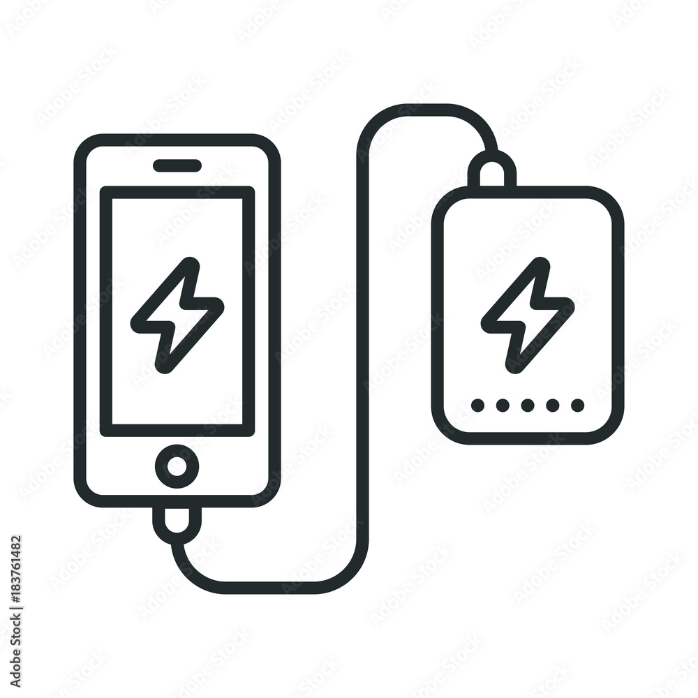 Power Bank Battery Phone Charger Minimalistic Flat Line Outline Stroke Icon Pictogram Symbol Power Bank Battery Phone Charger Minimalistic Flat Line Outline Stroke Icon Pictogram Symbol