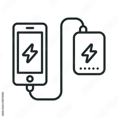 Power Bank Battery Phone Charger Minimalistic Flat Line Outline Stroke Icon Pictogram Symbol