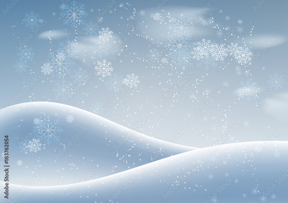 vector winter snow fall with snowflakes background vector winter snow fall with snowflakes background