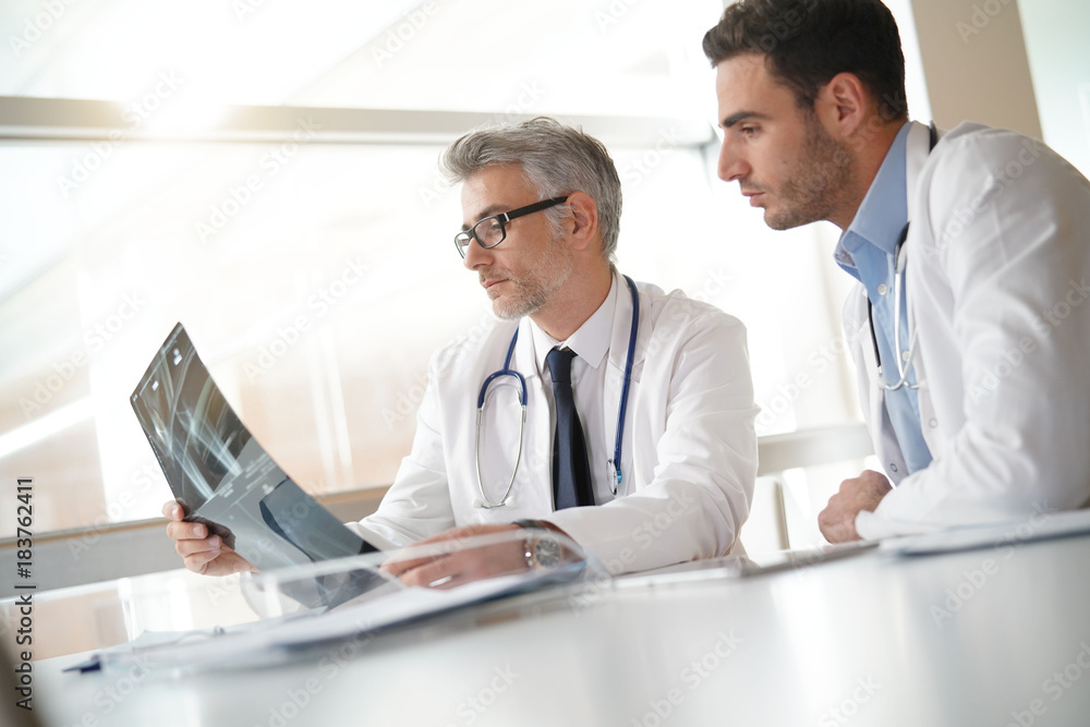 Doctors in office working on medical report Doctors in office working on medical report