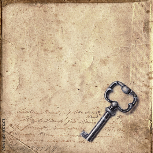 old key vintage paper background with faded and illegible handwritten text  © patila