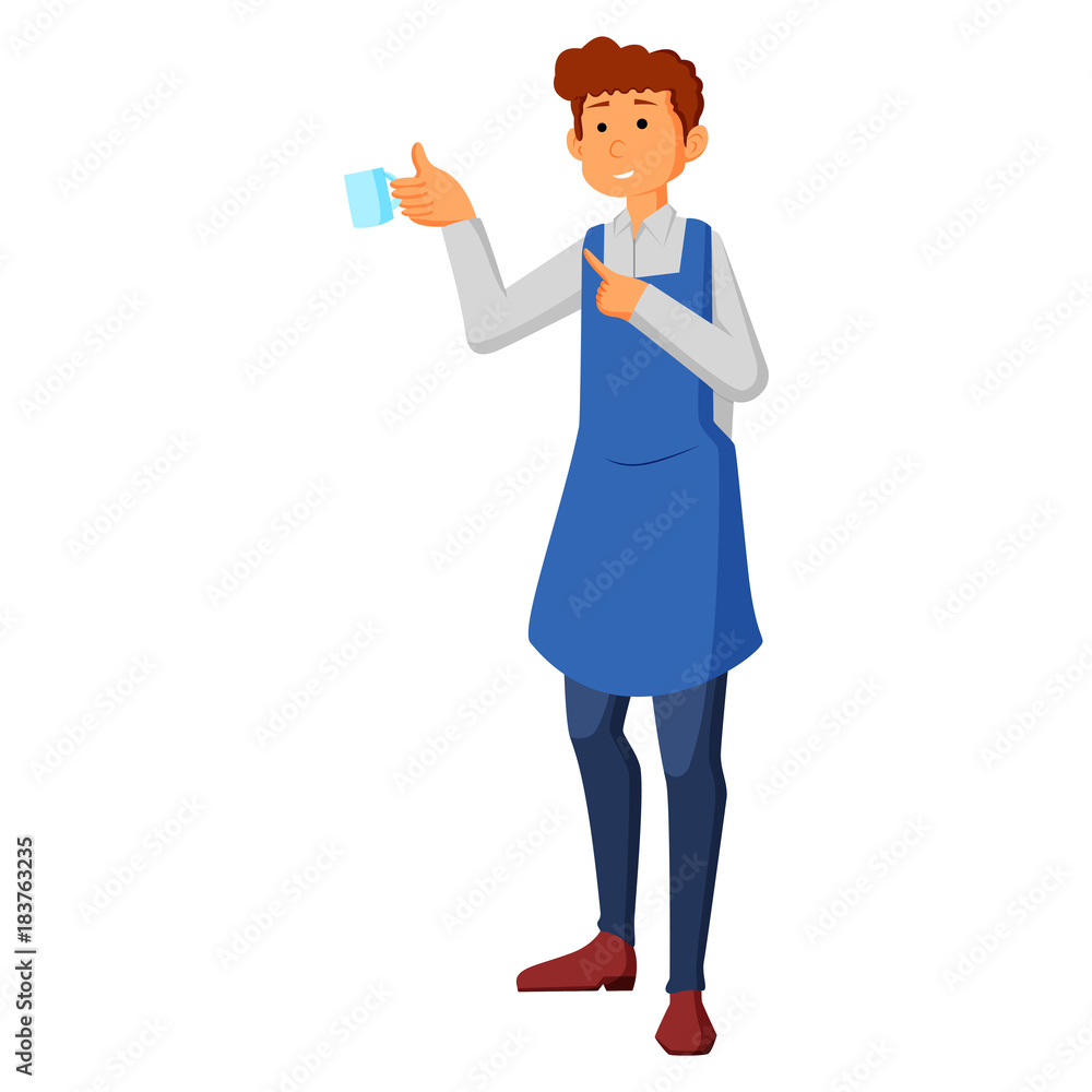 waiter holding a cups of tea or coffee with steam