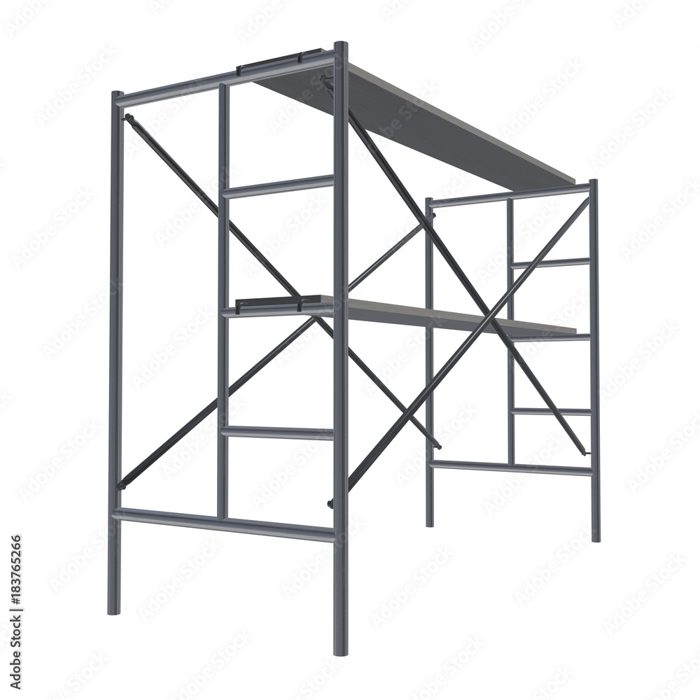 Scaffolding metal construction isolated on white. 3d render illustration Scaffolding metal construction isolated on white. 3d render illustration