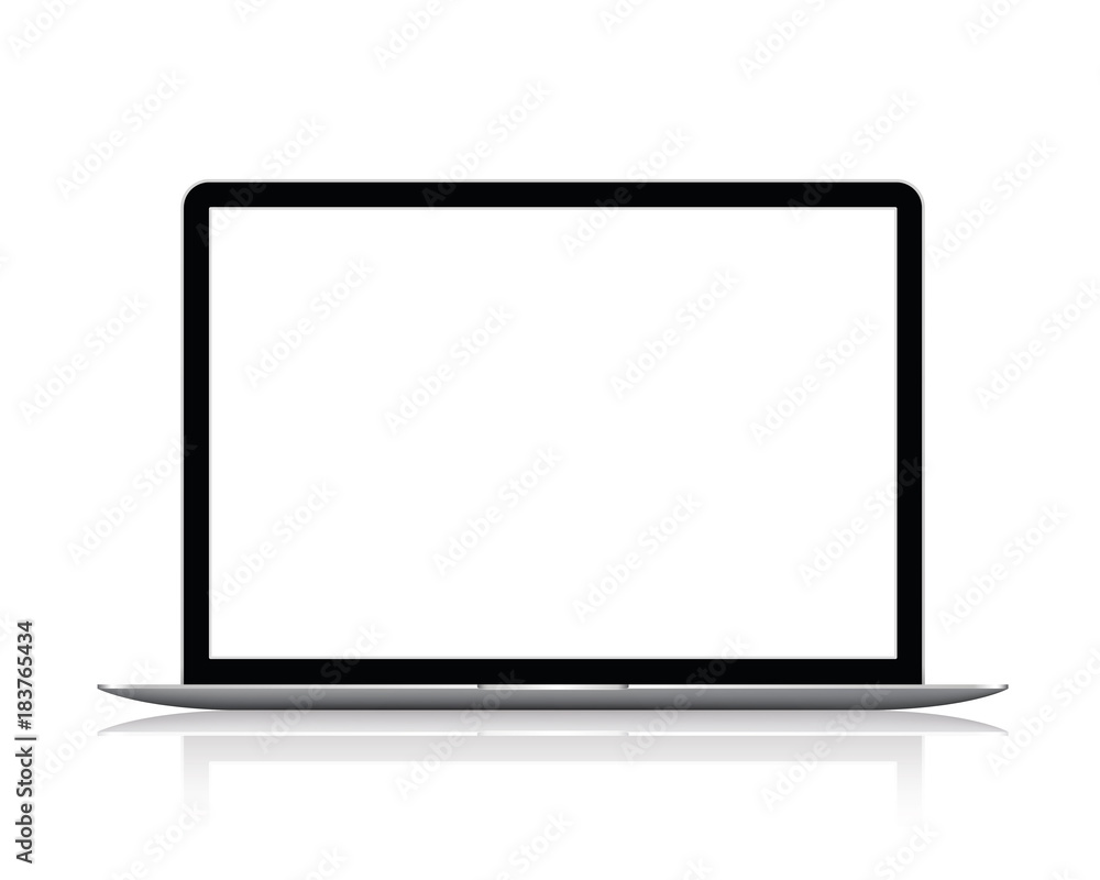 Laptop front view. Notebook. Realistic isolated model - vector stock.