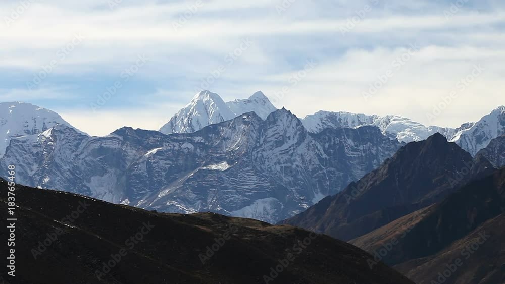 mountains in Himalayas, Nepal, on the hiking trail leading to the Everest base camp. mountains in Himalayas, Nepal, on the hiking trail leading to the Everest base camp.