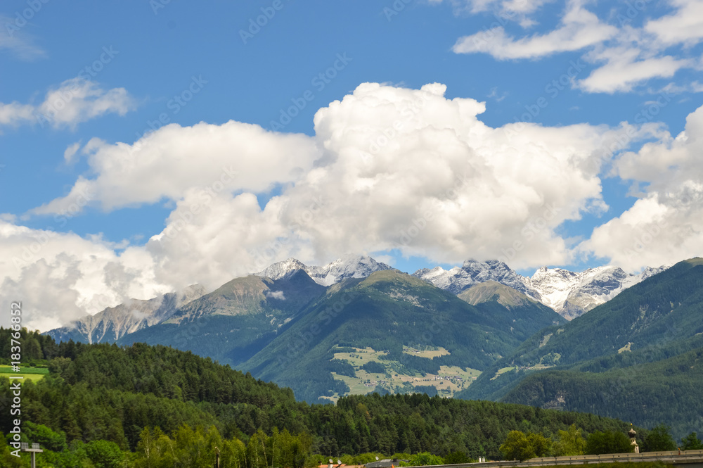 View of the Alps mountains in northern Italy