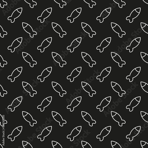 Seamless black and white pattern with fish. Vector template is suitable for textiles, wallpapers, wrappers, covers, gift wrapping. © pravdinal