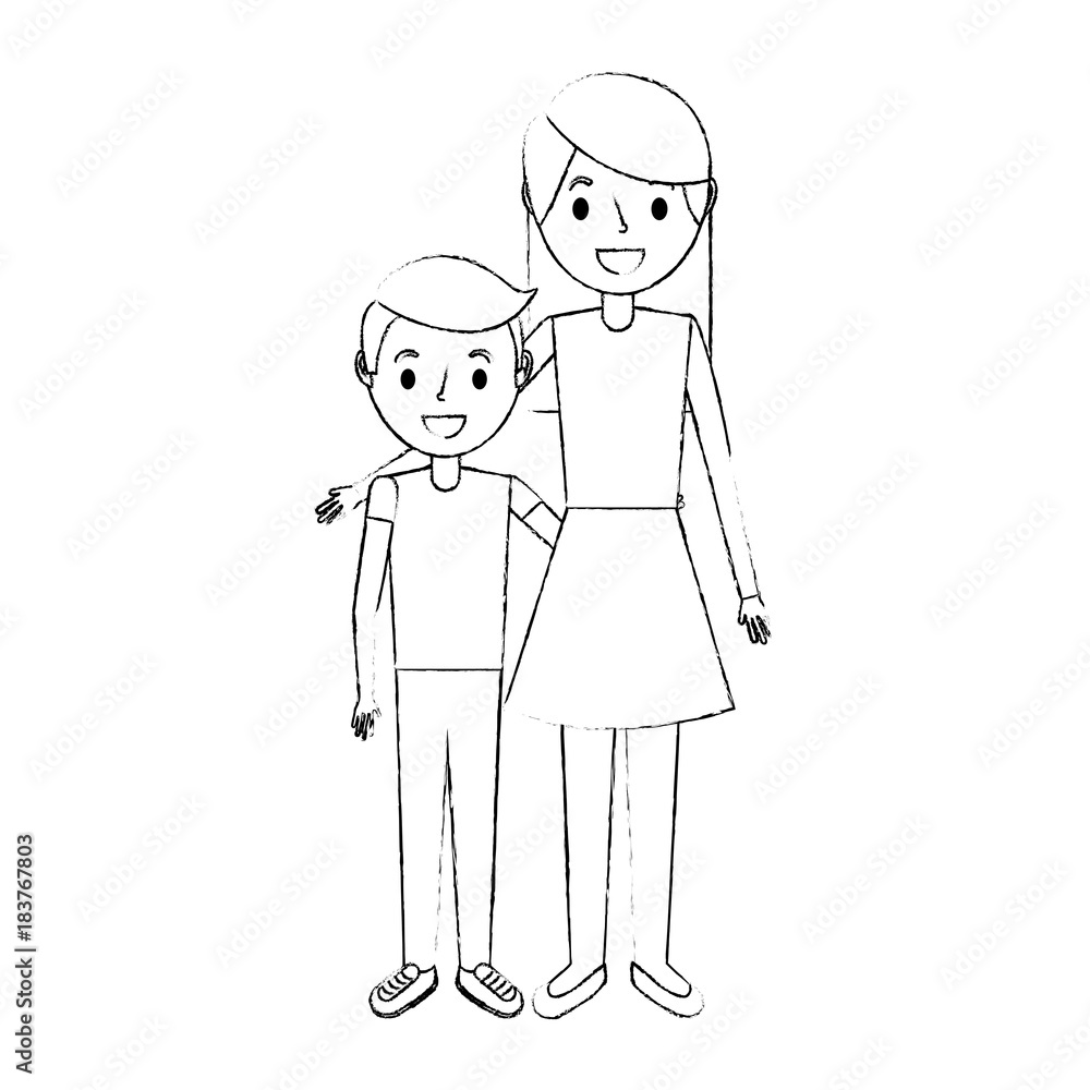 mom embracing her boy son happy vector illustration mom embracing her boy son happy vector illustration