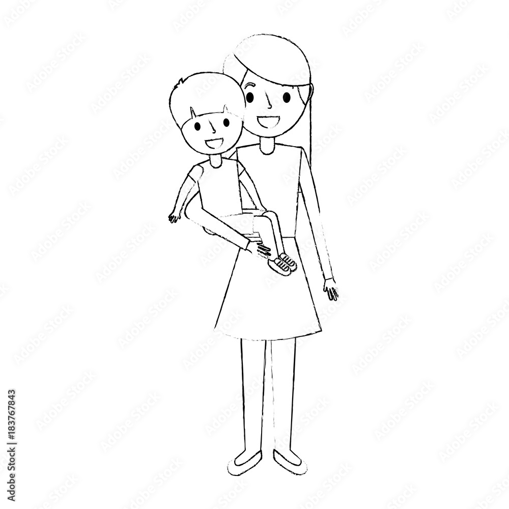 mother carrying her little boy vector illustration mother carrying her little boy vector illustration