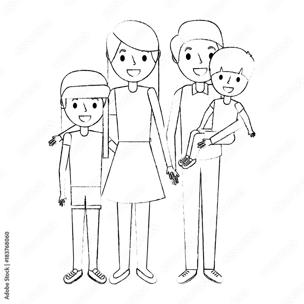 family together parents with daughter son vector illustration family together parents with daughter son vector illustration