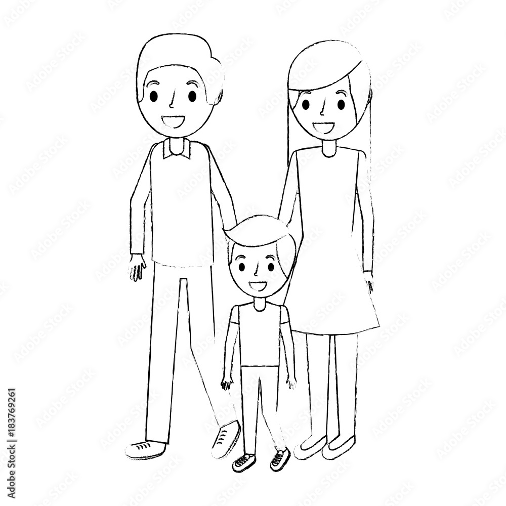 family father mother and son together standing vector illustration ...