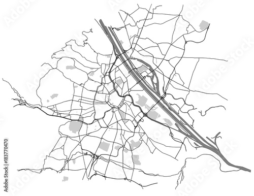 Photography illustration map of the city of Vienna, Austria