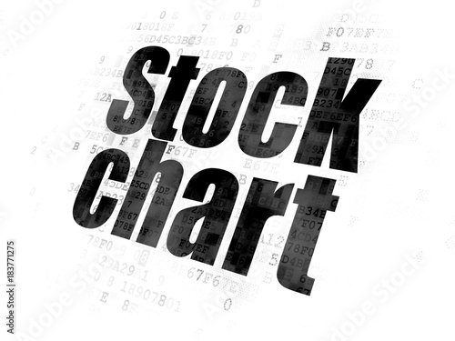 Finance concept  Pixelated black text Stock Chart on Digital background