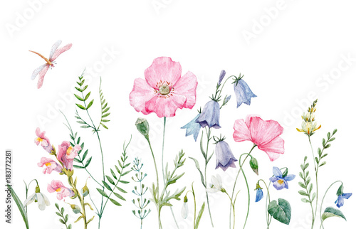 Watercolor floral composition