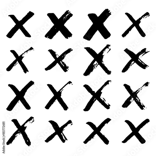 Grunge hand drawn crosses isolated on white background