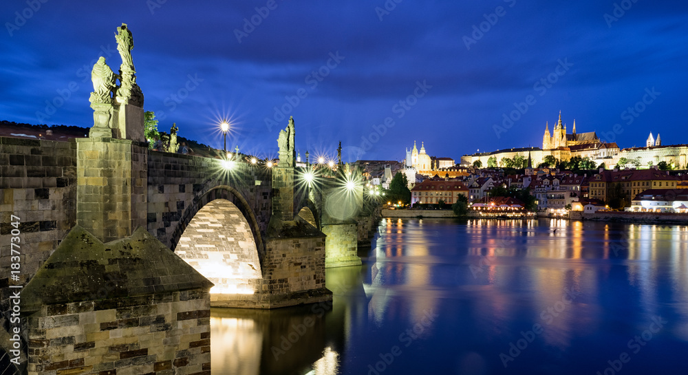 Charles bridge and St. Vitus Cathedral in Prague - Czech republic