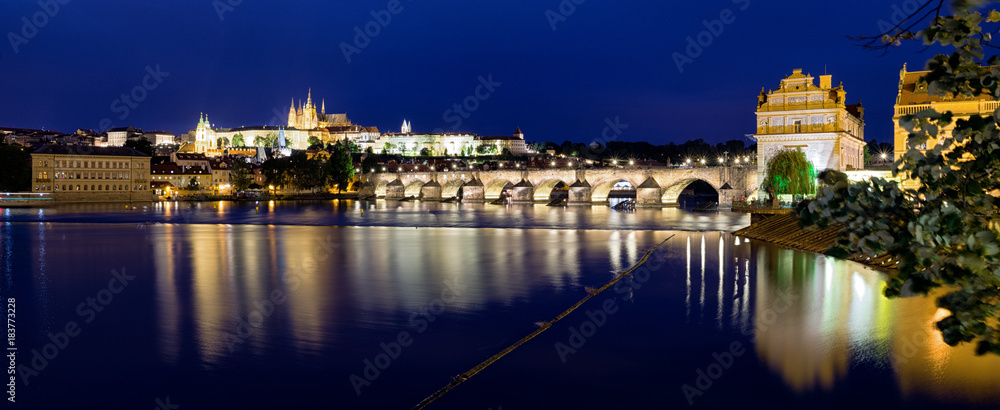 Charles bridge and river Vltava in Prague, Czech Republic