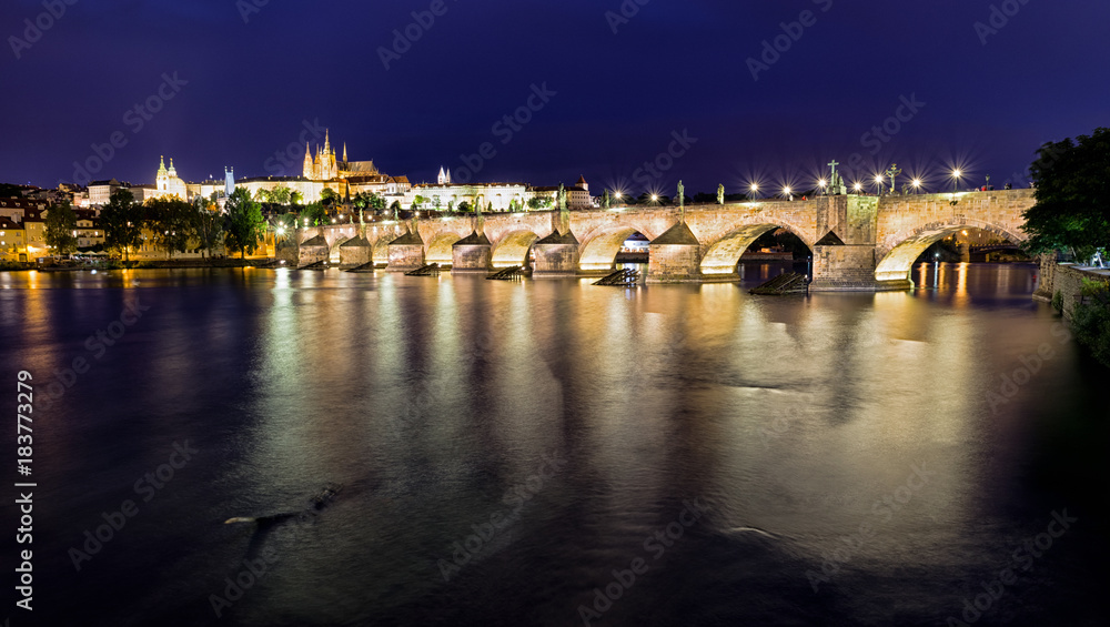 Charles bridge and river Vltava in Prague, Czech Republic