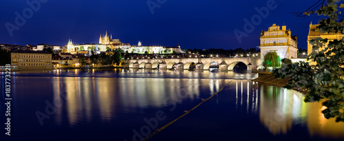 Charles bridge and river Vltava in Prague  Czech Republic