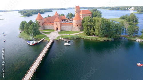 Aerial view of Trakai Castle, Lithuania
