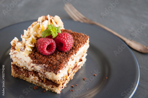 Home-made traditional Italian dessert tiramisu