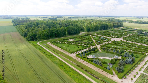 Aerial view of beautiful summer countryside around Rundale Castle, Latvia