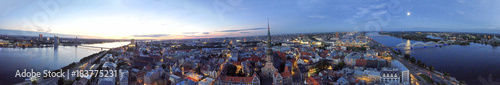 Riga at sunset  aerial panoramic view