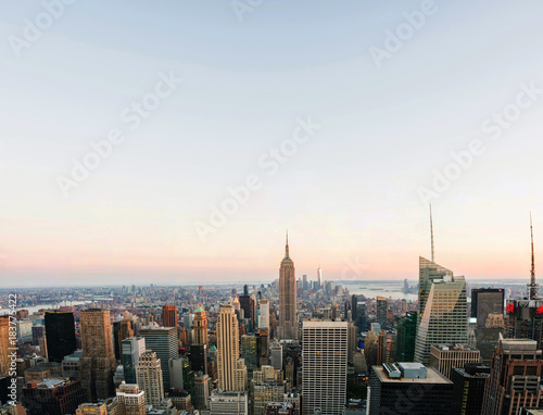 Aerial view on the city skyline in New York City  USA