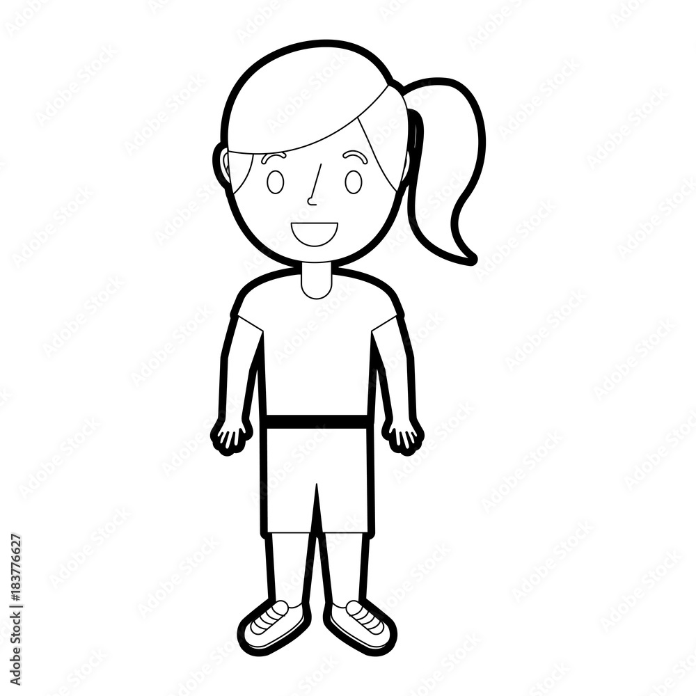 young girl kid character standing cartoon vector illustration young girl kid character standing cartoon vector illustration