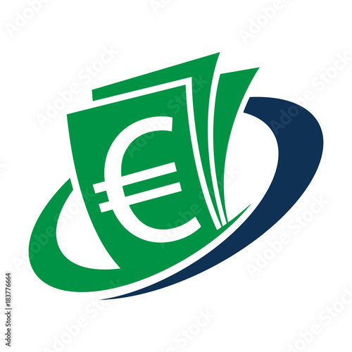 Icon logo for financial management business with euro currency details
