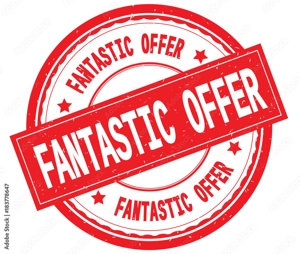 FANTASTIC OFFER written text on red round rubber stamp. FANTASTIC OFFER written text on red round rubber stamp.