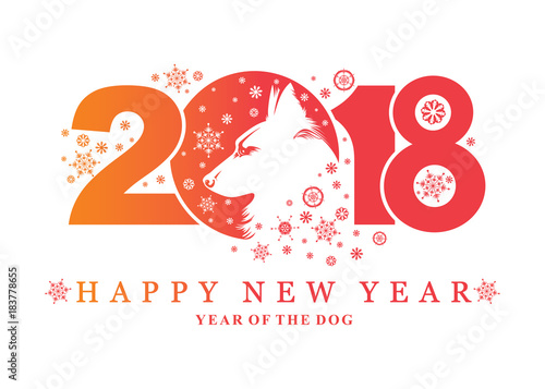 Year of the Dog 2018. Vector template New Year's design on the Chinese calendar. 