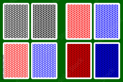 Playing Card Back Designs - Four-pointed star pattern, vector set,