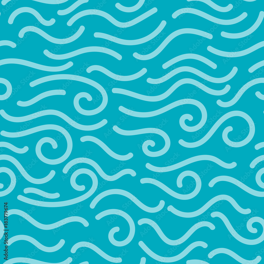 Abstract blue hand drawn doodle thin line wavy seamless pattern. Curly linear sky or sea messy background. Vector illustration. Abstract blue hand drawn doodle thin line wavy seamless pattern. Curly linear sky or sea messy background. Vector illustration.