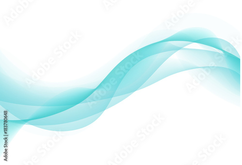 Vector blue abstract decorative wave isolated on white background