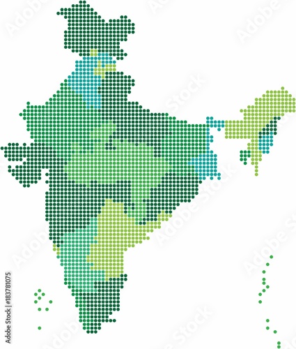 Green circle shape India map on white background. Vector illustration.