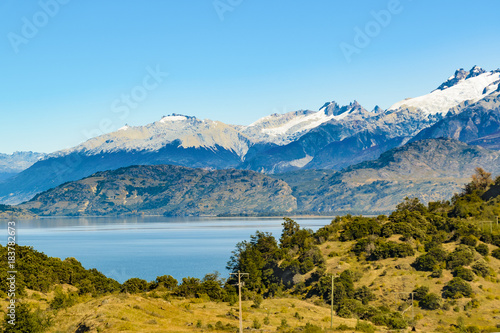 Lake and Mountains Landscape, Patagonia, Chile © danflcreativo