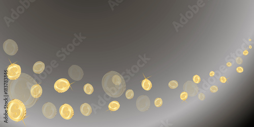 flying coins on a gray-black gradient