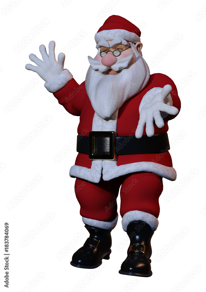 3D Rendering Santa Exercising on White 3D Rendering Santa Exercising on White