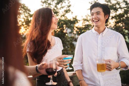 Young asian people party