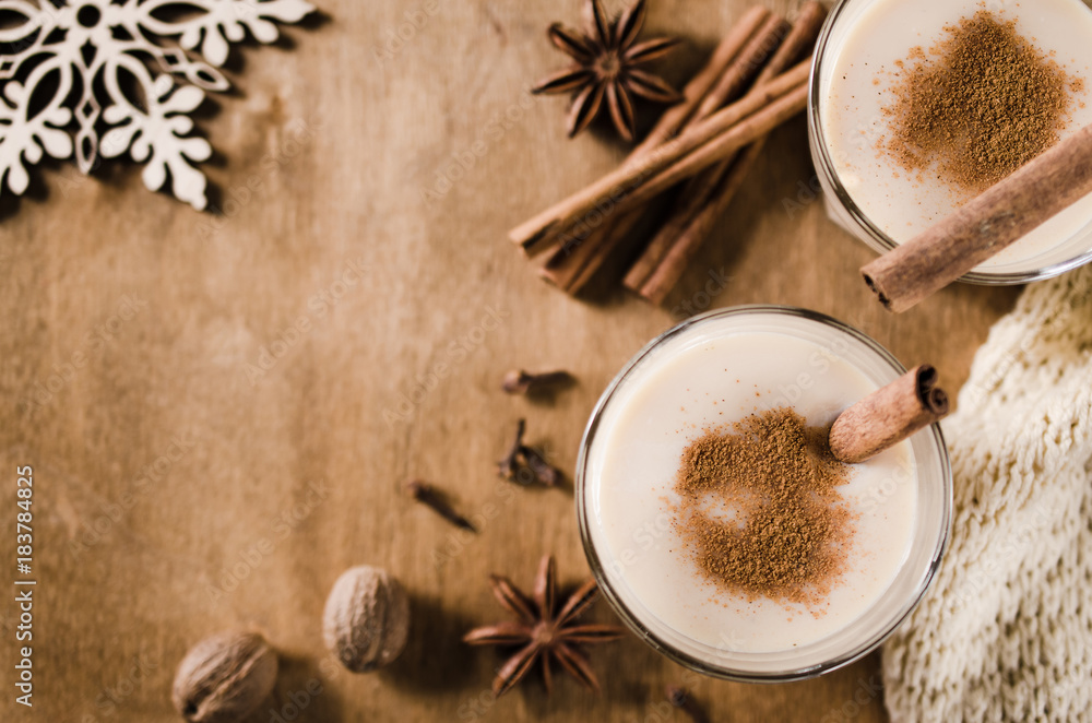 Homemade Eggnog Cocktail for Christmas Eve. Homemade Eggnog Cocktail for Christmas Eve.