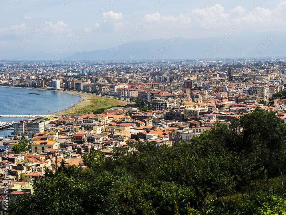 Italien, Kampanien, Neapel, Blick von Castellammare de Stabia über den Golf von Neapel