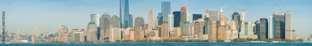 Wonderful panoramic view of New York skyscrapers on a sunny day Wonderful panoramic view of New York skyscrapers on a sunny day
