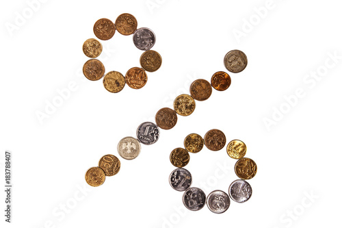 percent sign from coins